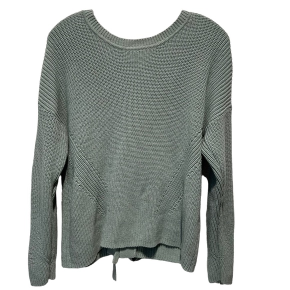 Lucky Brand Lace Up Light Mint Green Chunky Knit Sweater - Picture 4 of 11